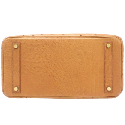Autocloire 32, Ostrich Leather, Cognac Color, Gold Hardware, □A Stamp