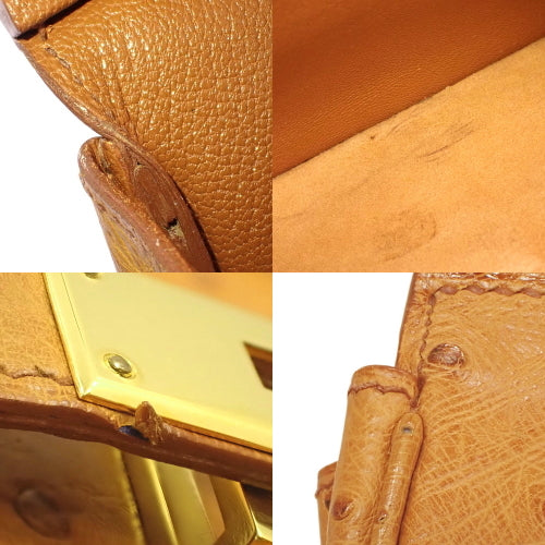 Autocloire 32, Ostrich Leather, Cognac Color, Gold Hardware, □A Stamp