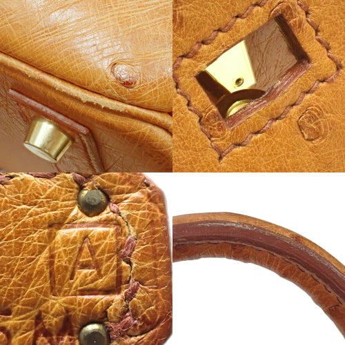 Autocloire 32, Ostrich Leather, Cognac Color, Gold Hardware, □A Stamp