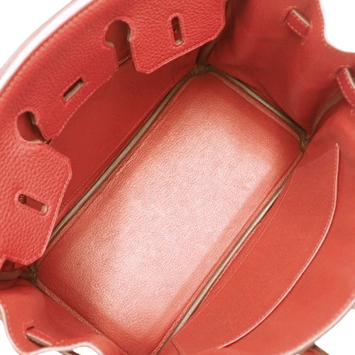 Birkin 25 Togo, Palladium hardware, Rouge vif (red), Silver hardware, A stamp.