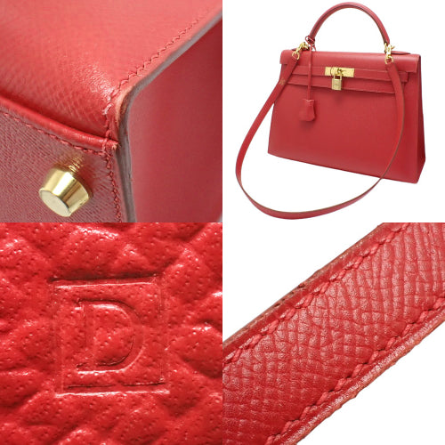 Kelly 32 (Exterior Stitched) Kuschel Rouge Vif Gold Hardware □D Stamp