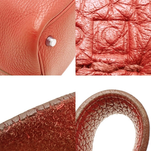 Picotin Lock PM, Toron Clemence leather, palladium hardware, Rouge Grenat (red) color, silver hardware, □O stamp.