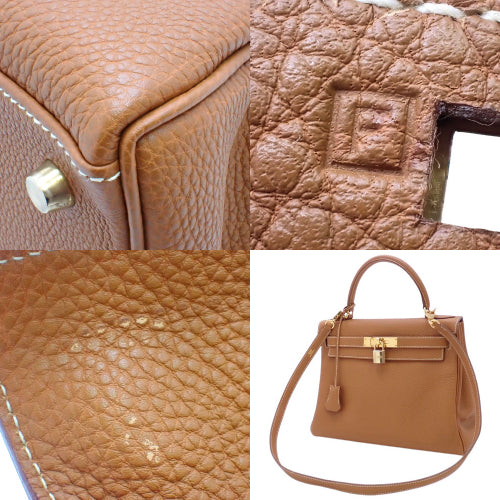 Kelly 28 (inner-stitched) Togo leather, gold hardware, □F stamp.