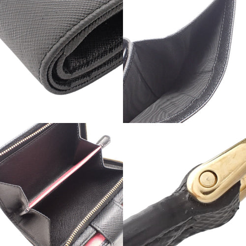 二つ折り財布 2つ折り ミニウォレット 両面財布 サフィアーノレザー SAFFIANO MULTIC NERO IBISCO 1ML018 ZLP F061H