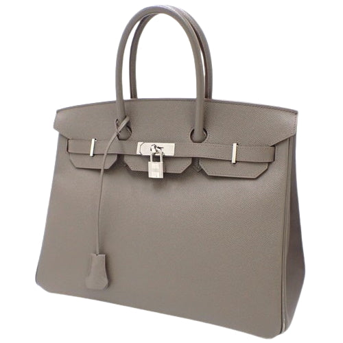 Birkin 35, Voe Epsom leather, palladium hardware, Etoupe (dark taupe) with silver hardware, □Q stamp.