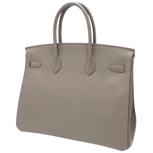 Birkin 35, Voe Epsom leather, palladium hardware, Etoupe (dark taupe) with silver hardware, □Q stamp.