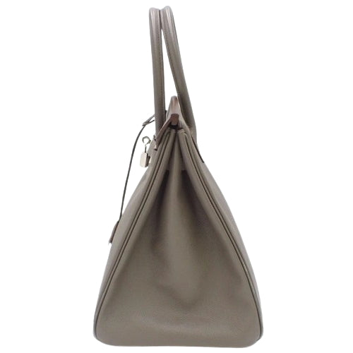 Birkin 35, Voe Epsom leather, palladium hardware, Etoupe (dark taupe) with silver hardware, □Q stamp.