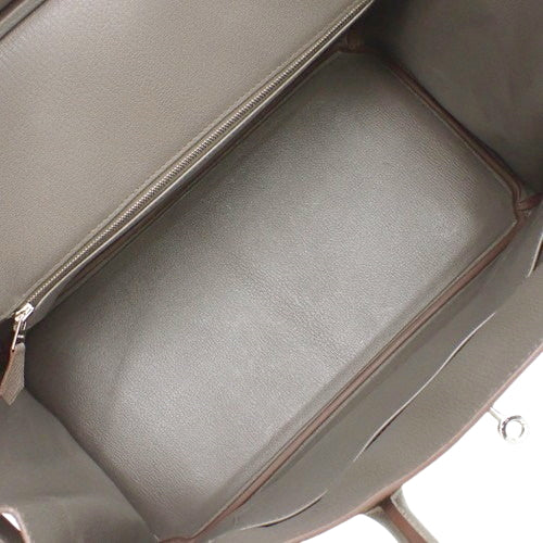 Birkin 35, Voe Epsom leather, palladium hardware, Etoupe (dark taupe) with silver hardware, □Q stamp.