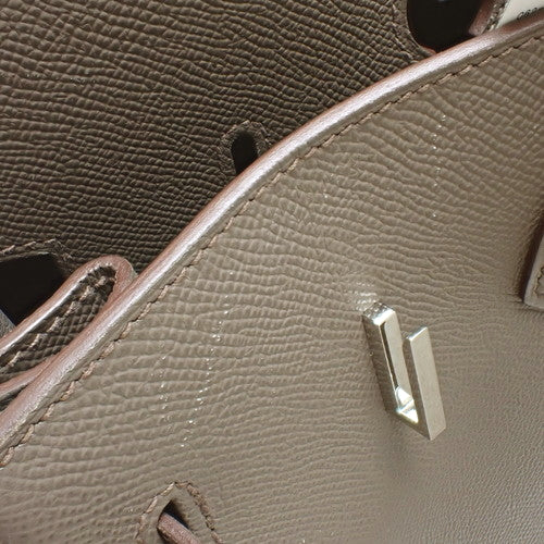 Birkin 35, Voe Epsom leather, palladium hardware, Etoupe (dark taupe) with silver hardware, □Q stamp.