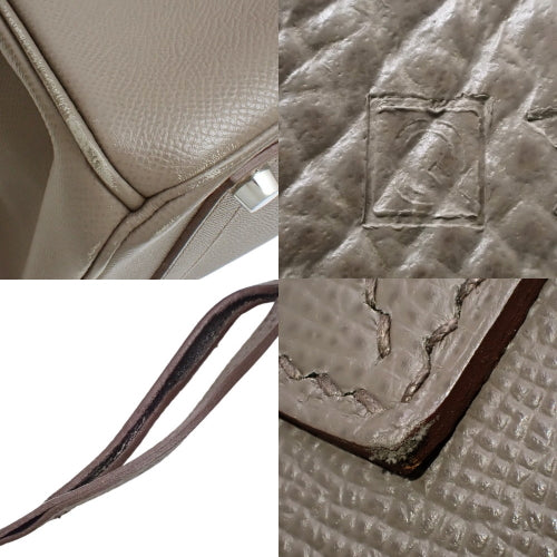 Birkin 35, Voe Epsom leather, palladium hardware, Etoupe (dark taupe) with silver hardware, □Q stamp.