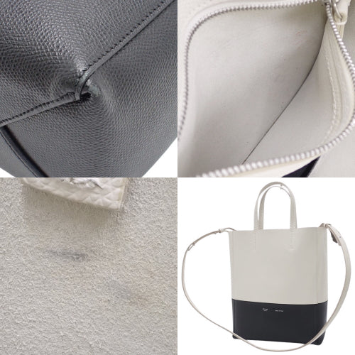 Vertical Cabat Small Leather Handbag, Off-White/Black, Old Logo, 2-Way Shoulder Bag, Shoulder Bag, Handbag, Bicolor