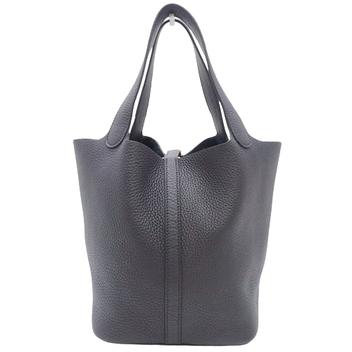 Picotin Lock MM Caban Taurillon Clemence Leather Tote Bag with Gold Hardware and U Stamp