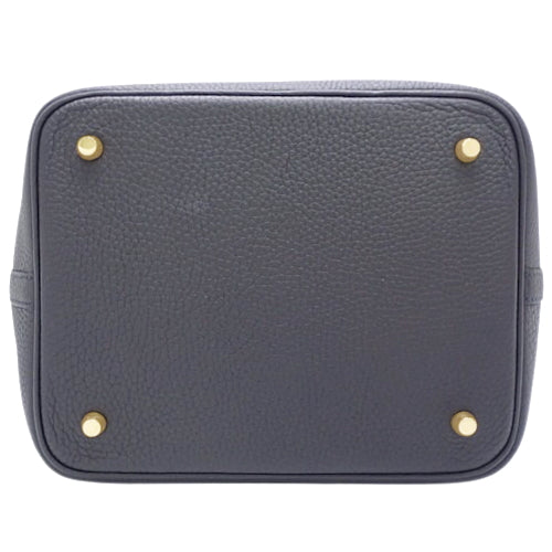 Picotin Lock MM Caban Taurillon Clemence Leather Tote Bag with Gold Hardware and U Stamp
