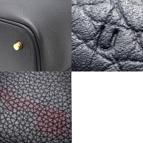 Picotin Lock MM Caban Taurillon Clemence Leather Tote Bag with Gold Hardware and U Stamp