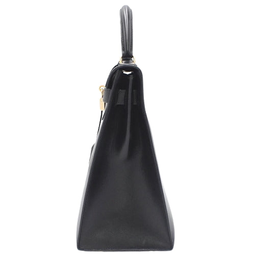 Kelly 32 (Exterior Stitched) Box Calfskin, Black, Gold Hardware, 〇A Stamp