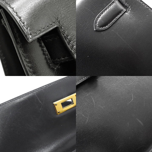 Kelly 32 (Exterior Stitched) Box Calfskin, Black, Gold Hardware, 〇A Stamp