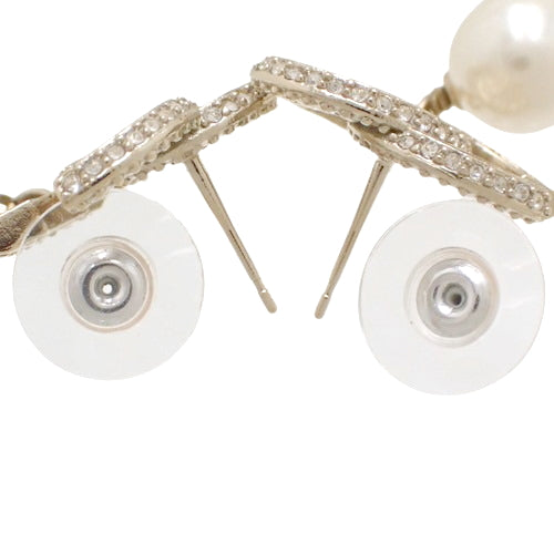 Cocomark Rhinestone Pearl Earrings, Metal (GP), Faux Pearl, Accessories, Jewelry