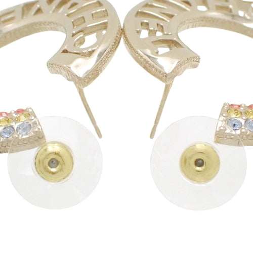Logo Rhinestone Earrings Metal (GP) Accessories Jewelry