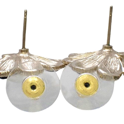 COCOMARK Flower Pearl Earrings, Metal (GP), Faux Pearl and Rhinestone, Accessory, Jewelry, Dangle, Swing, Flower