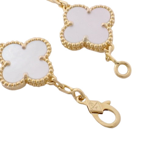 Vintage Alhambra Bracelet with 5 Mother-of-Pearl Motifs, 18K Yellow Gold (VCARA41800), Clover Motif, Accessory, Jewelry