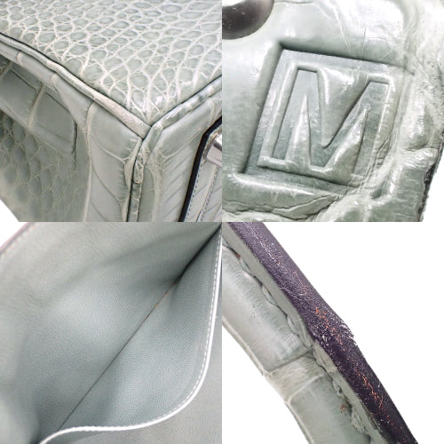 Birkin 25 Alligator Matt Crocodile, Palladium Hardware, Ciel (Sky Blue), Silver Hardware, □M stamp.