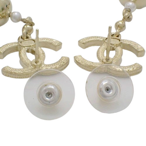 Coco Mark Long Designer Earrings, Metal (GP), Rhinestones, Faux Pearls, Dangles, Lion, Clover, Star