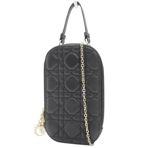 Lady Dior Callin Dior Phone Holder in Cannage Lambskin, Black, S0872ONMJ_M900 (currently available as of July 2024).  Phone case, crossbody, smartphone case, mobile phone case.
