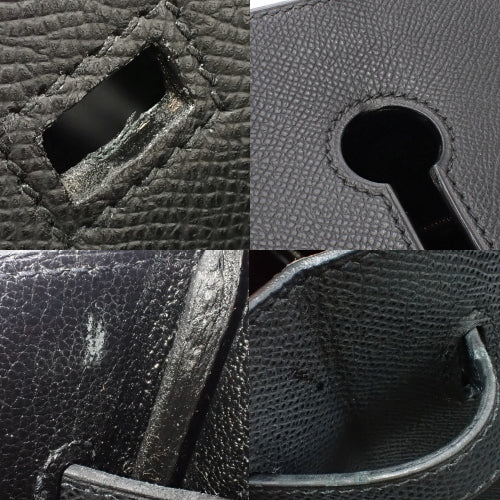 Birkin 35, Epsom calfskin, palladium hardware, black; silver hardware, □J stamp.