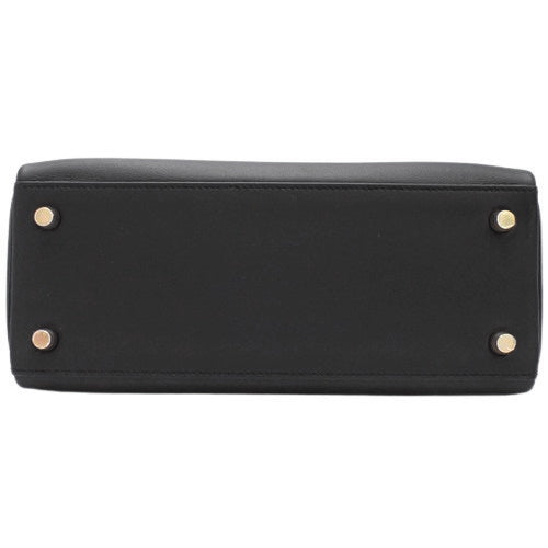 Kelly 25 Touch (Exterior Stitched) Voe Swift Lizard Leather, Black, Gold Hardware, B Stamp