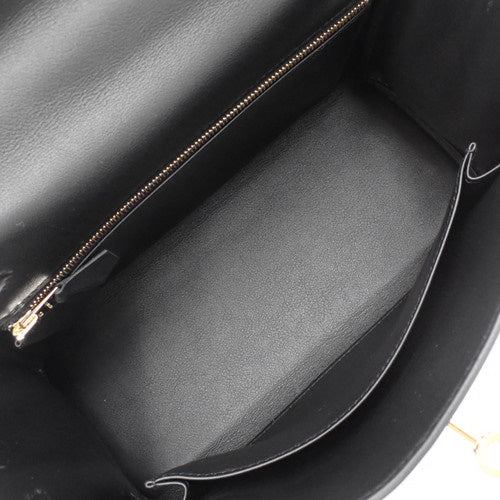 Kelly 25 Touch (Exterior Stitched) Voe Swift Lizard Leather, Black, Gold Hardware, B Stamp
