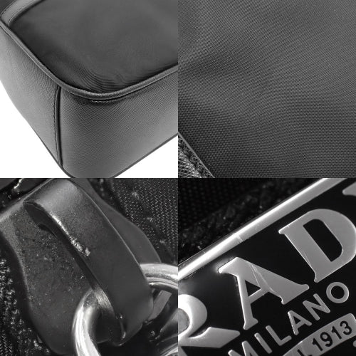 Triangle logo plate briefcase, nylon and saffiano leather, TESSUTO+SAFFIANO NERO (black), 2VE871, handbag, commuter bag, document case.