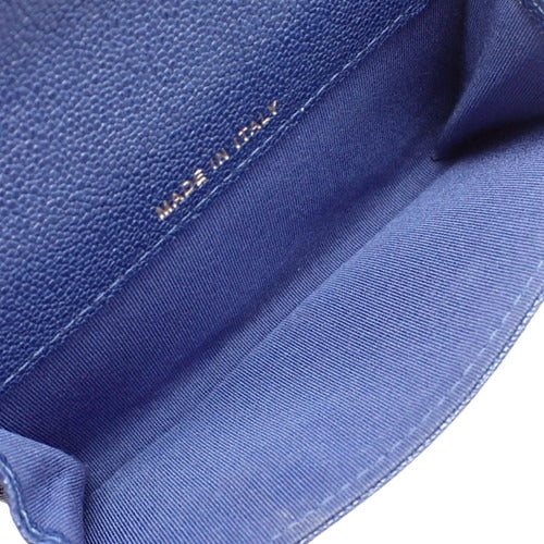 Boy Chanel Coco Mark Card Holder, Caviar Skin, Blue, A80603, Business Card Holder, Pass Case, ID Holder