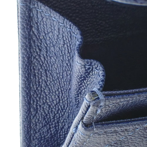 Boy Chanel Coco Mark Card Holder, Caviar Skin, Blue, A80603, Business Card Holder, Pass Case, ID Holder