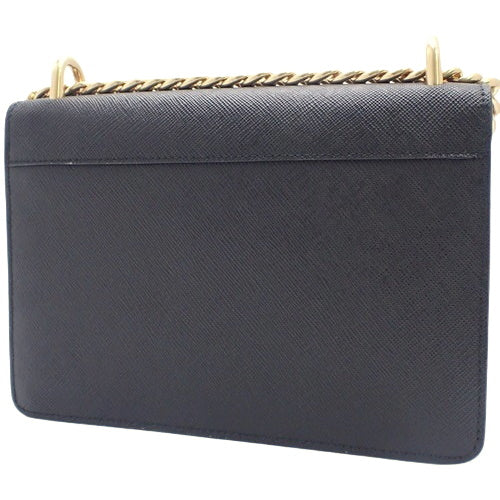 Chain shoulder bag, saffiano leather, calfskin, SAFFIANO+SOFT CALF NERO (black), 1BD133, shoulder bag, crossbody bag.