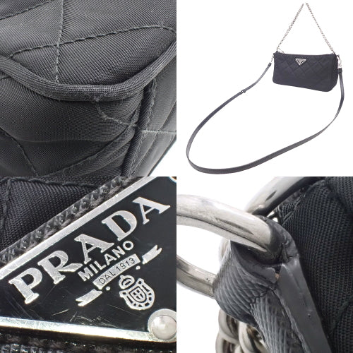 Quilted 2-way shoulder bag, nylon, TESSUTO IMPUNTU NERO (black), 1BH026 2AS3 F0002, chain bag, shoulder bag, crossbody bag.