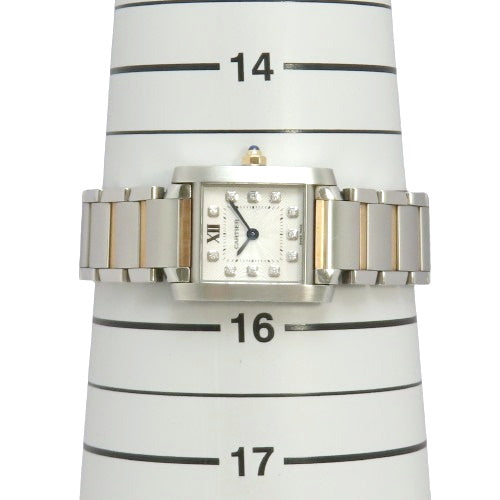 Tank Française SM WE110004, PG/SS, Quartz, 11 Diamonds, Purchased October 2019, Silver, Pink Gold, with Warranty
