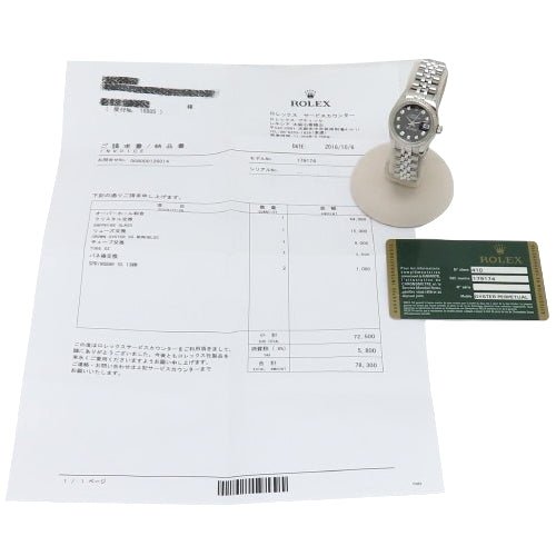 【保証書付】179174G デイトジャスト WG/SS ステンレス M番(2007~2008年) 自動巻き 10PD 2008年9月購入 ブラック シルバー