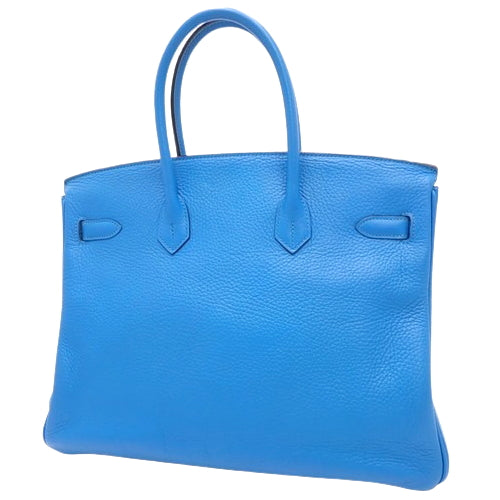 Birkin 35, Togo leather, palladium hardware, Bleu Hydra (blue) with silver hardware, □P stamp.