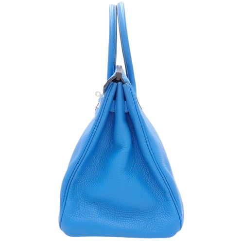 Birkin 35, Togo leather, palladium hardware, Bleu Hydra (blue) with silver hardware, □P stamp.