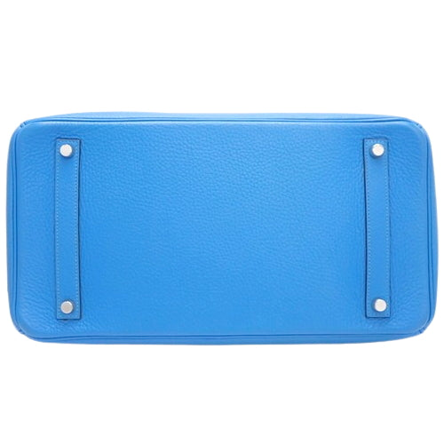 Birkin 35, Togo leather, palladium hardware, Bleu Hydra (blue) with silver hardware, □P stamp.
