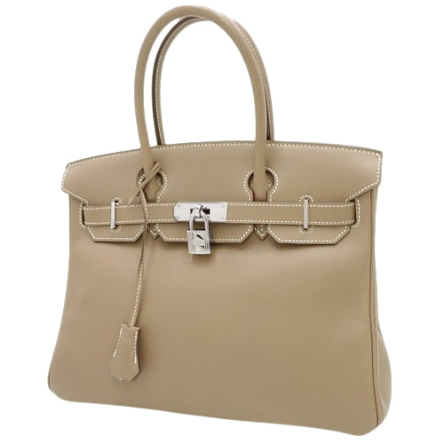Birkin 30, Vaut Suif Swift leather, palladium hardware, Etoupe/Etoupe (color), silver hardware, □J stamp.