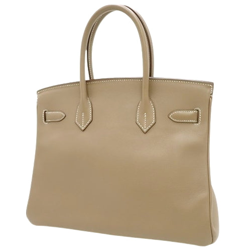 Birkin 30, Vaut Suif Swift leather, palladium hardware, Etoupe/Etoupe (color), silver hardware, □J stamp.