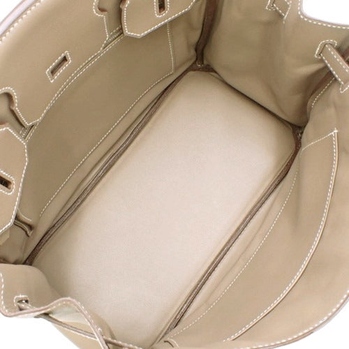 Birkin 30, Vaut Suif Swift leather, palladium hardware, Etoupe/Etoupe (color), silver hardware, □J stamp.