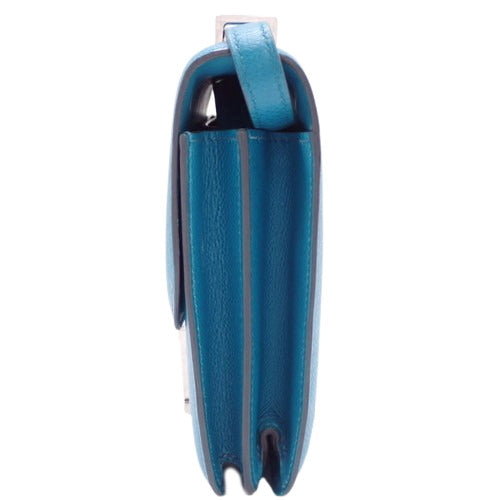 Constance Mini 3, Epsom calfskin, palladium hardware, Bleu Émail (Blue Enamel), silver hardware, T stamp.