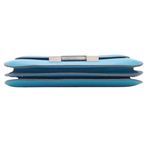 Constance Mini 3, Epsom calfskin, palladium hardware, Bleu Émail (Blue Enamel), silver hardware, T stamp.