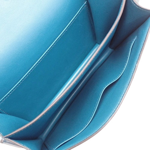 Constance Mini 3, Epsom calfskin, palladium hardware, Bleu Émail (Blue Enamel), silver hardware, T stamp.