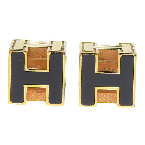 Cage d'H H Cube Earrings, Metal (GP), Accessory, Jewelry