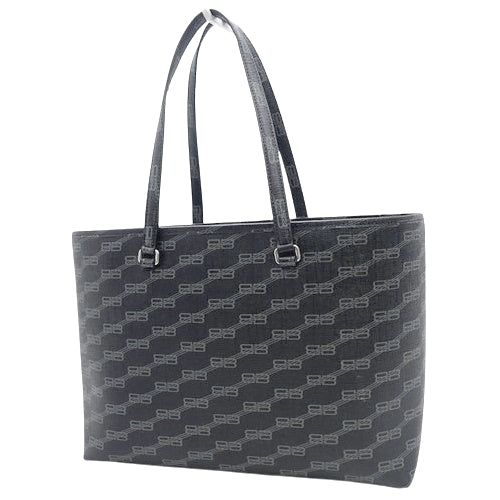 BB Monogram Signature Medium Shopper Bag, PVC, Black, 702698, Shoulder Bag