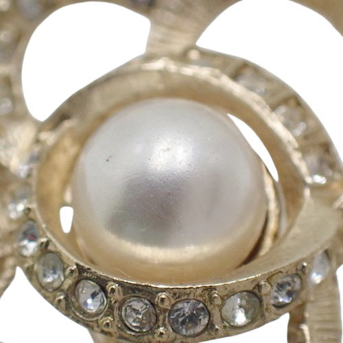Camellia Rhinestone Pendant, Metal (GP), Fake Pearl, Accessory, Jewelry, Flower