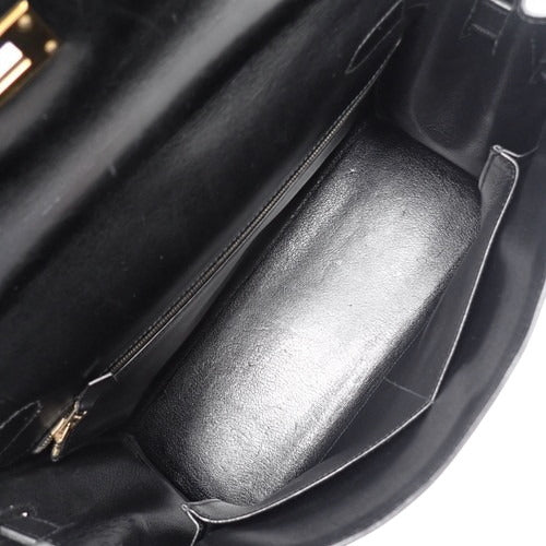 ケリー 32 (内縫い) ボックスカーフ ブラック ゴールド金具 □B刻印